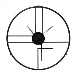 Rebecca Mobili Horloge Murale Moderne Noir Jaune Métal Design Minimal pour Maison Bureau