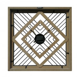 Rebecca Mobili Reloj de Pared Cuadrado de Metal Mdf Negro Marrón Estilo Moderno