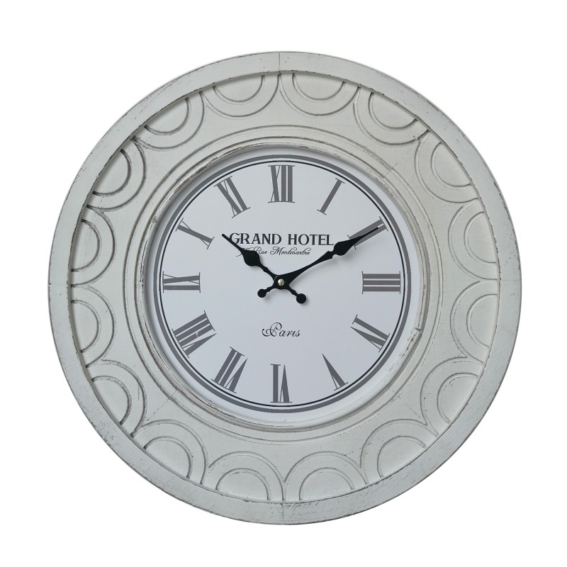 Rebecca Mobili Grande Horloge Murale Horloges Shabby Mdf Blanc pour Cuisine Salon