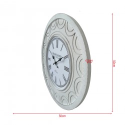 Rebecca Mobili Grande Horloge Murale Horloges Shabby Mdf Blanc pour Cuisine Salon