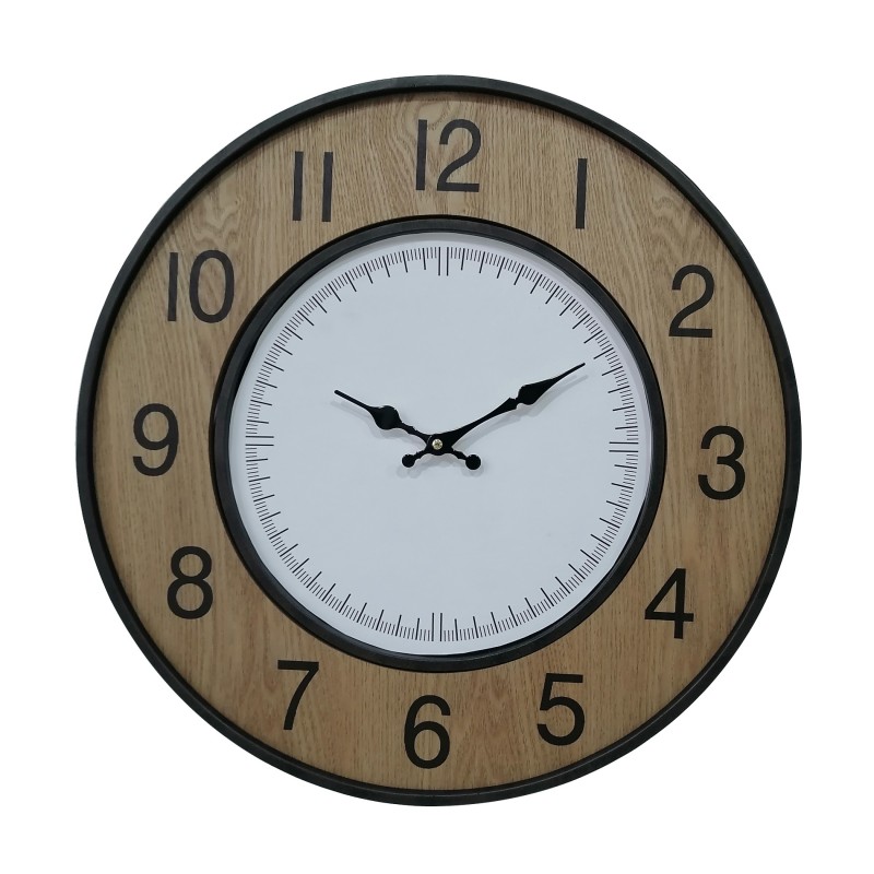 Rebecca Mobili Reloj de Pared Vintage Blanco Marrón Negro Mdf Metal Analógico