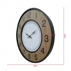 Rebecca Mobili Reloj de Pared Vintage Blanco Marrón Negro Mdf Metal Analógico