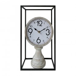 Rebecca Mobili Horloge de Table Vintage Mdf Métal Noir Blanc Brun pour Cuisine Chambre A Coucher