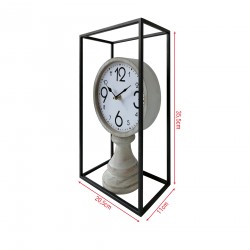 Rebecca Mobili Reloj de Mesa Vintage Mdf Metal Negro Blanco Marrón para Cocina Dormitorio