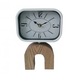 Rebecca Mobili Tisch Uhr Tischuhren Mdf Metall Weiß Braun Analog