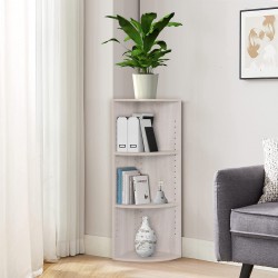 Rebecca Mobili Bookcase Corner Shelf Chipboard Fir Grey 3 Modular Shelves