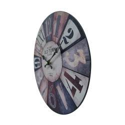 Rebecca Mobili Horloge Décorative Horloges Murale Mdf Blanc Marron Gris Style Retro