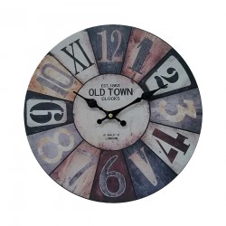 Rebecca Mobili Decorative Clocks Wall Clock Mdf White Brown Grey Retro Style