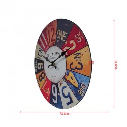 Rebecca Mobili Horloge Murale Horloges Rondes Mdf Coloré Style Industriel