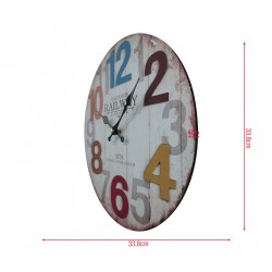 Rebecca Mobili Hanging Clock White Coloured Numbers Mdf for Living Room Kitchen