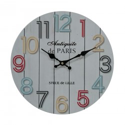 Rebecca Mobili Horloge Décorative Horloges murales Blanc Chiffres Colorés Mdf Analogique