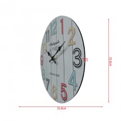 Rebecca Mobili Reloj de Pared Decorativo Relojes de Pared Blanco Números de Colores Mdf Analógico