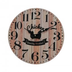 Rebecca Mobili Reloj de Pared de Cocina Estilo Vintage Mdf Marrón Negro Idea de Regalo