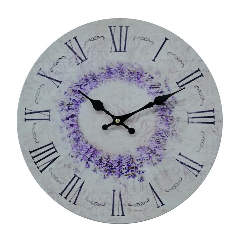 Rebecca Mobili Horloge Murale Horloges Vintage Mdf Blanc Imprimé Floral Idée Cadeau