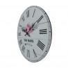 Rebecca Mobili Shabby Wall Clock Mdf White Floral Theme for Living Room Kitchen