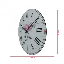 Rebecca Mobili Reloj de Pared Shabby Mdf Blanco Tema Floral para Salón Cocina