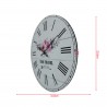 Rebecca Mobili Shabby Wall Clock Mdf White Floral Theme for Living Room Kitchen