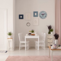 Rebecca Mobili Relógio de Parede Shabby Mdf Tema Floral Branco para Cozinha de Sala de Estar