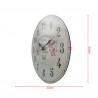 Rebecca Mobili Round Wall Clock Mdf White Floral Print Shabby Style