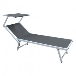 Rebecca Mobili Sunlounger Sunbed Grey Aluminium Adjustable Canopy for Garden Beach