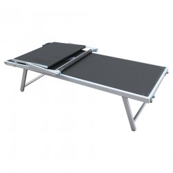 Rebecca Mobili Sunlounger Sunbed Grey Aluminium Adjustable Canopy for Garden Beach