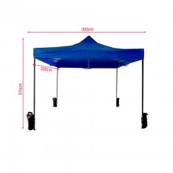 Blauer Gazebo 3 x 3 mit Akkordeonöffnung und Gewichten - Mobili Rebecca