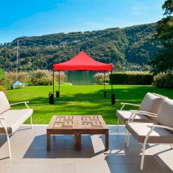 3 x 3 roter Gazebo mit Gewichten und Koffer - Mobili Rebecca