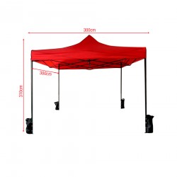 3 x 3 roter Gazebo mit Gewichten und Koffer - Mobili Rebecca