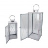 Rebecca Mobili Lot de 2 Grands Bougeoirs en Métal PVC Blanc pour Maison Jardin