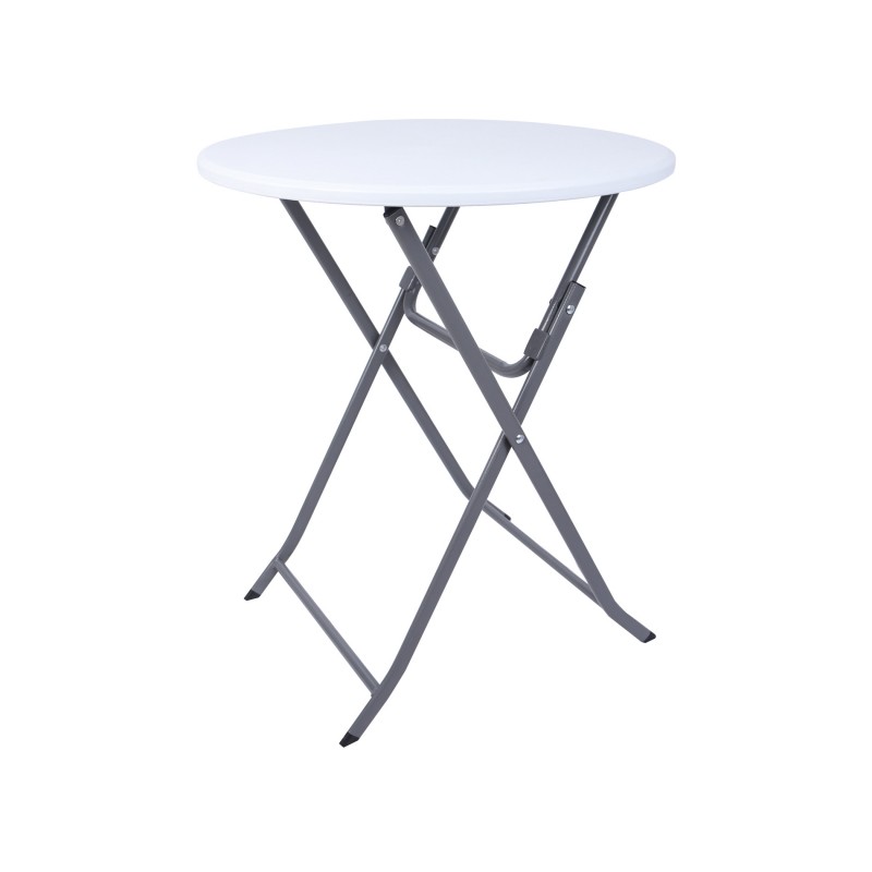 Rebecca Mobili Folding Balcony Table Steel Plastic White Grey Space-Saving