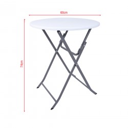 Rebecca Mobili Table de Balcon Pliante Acier Plastique Blanc Gris Gain de Place