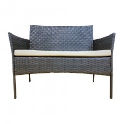 Rebecca Mobili Outdoor Living Room Set Garden Furniture with Cushions Grey Steel Polyrattan