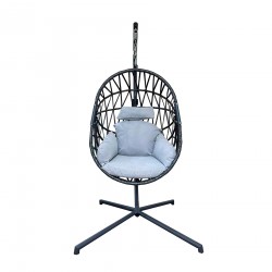 Rebecca Mobili Hanging Armchair Rocking Polyrattan Grey For Home Garden