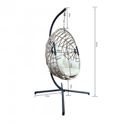 Rebecca Mobili Beige Polyrattan Suspended Rocking Chair Beige Polyrattan for Outdoor Indoor