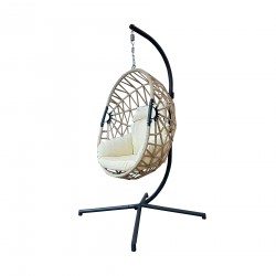 Rebecca Mobili Beige Polyrattan Suspended Rocking Chair Beige Polyrattan for Outdoor Indoor