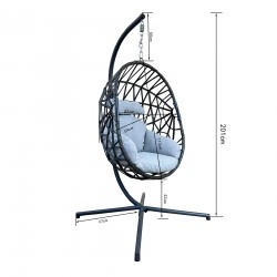 Rebecca Mobili Hanging Armchair Rocking Polyrattan Grey For Home Garden