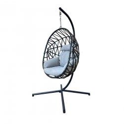 Rebecca Mobili Hanging Armchair Rocking Polyrattan Grey For Home Garden