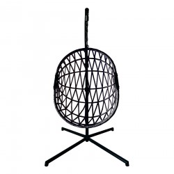 Rebecca Mobili Hanging Armchair Rocking Polyrattan Grey For Home Garden