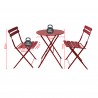 Rebecca Mobili Bistrot Ensemble Table et 2 Chaises Set de Extérieur en Acier Rouge pour Balcon Jardin