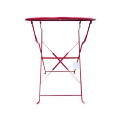 Rebecca Mobili Bistrot Table and 2 Chairs Set Outdoor Set Red Steel for Balcony Garden