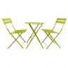 Rebecca Mobili Set Table and 2 Chairs for Garden Green Steel Space-Saving