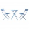 Rebecca Mobili Garden Set Outdoor Set Table and Chairs Light Blue Steel Space-Saving