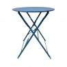 Rebecca Mobili Garden Set Outdoor Set Table and Chairs Light Blue Steel Space-Saving