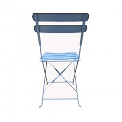 Rebecca Mobili Set Bistrot Tafel en 2 Stoelen Buitenset Blauw Staal voor Balkon Tuin