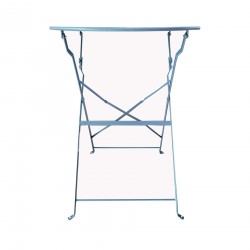 Rebecca Mobili Garden Set Outdoor Set Table and Chairs Light Blue Steel Space-Saving