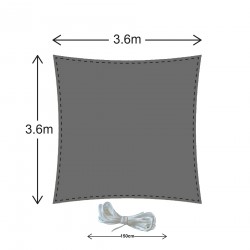 Rebecca Mobili Sonnensegel Markise Dunkelgrau Polyethylen Quadratisch 3.6x3.6