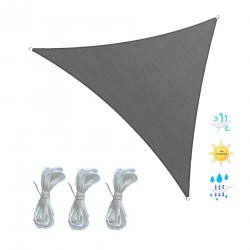 Rebecca Mobili Tenda triangular de vela em polietileno cinzento com cordas 3x3x3