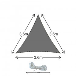 Rebecca Mobili Vela de Sombra Triangular de Polietileno Gris 3.6x3.6x3.6