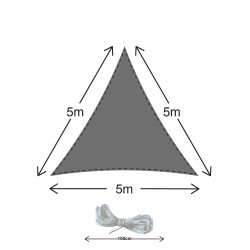 Rebecca Mobili Toile Solaire Triangulaire Polyéthylène Gris avec Cordes 5x5x5