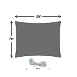 Rebecca Mobili Sonnensegel Markise Rechteckig Grau Polyethylen UV-Schutz 2x3